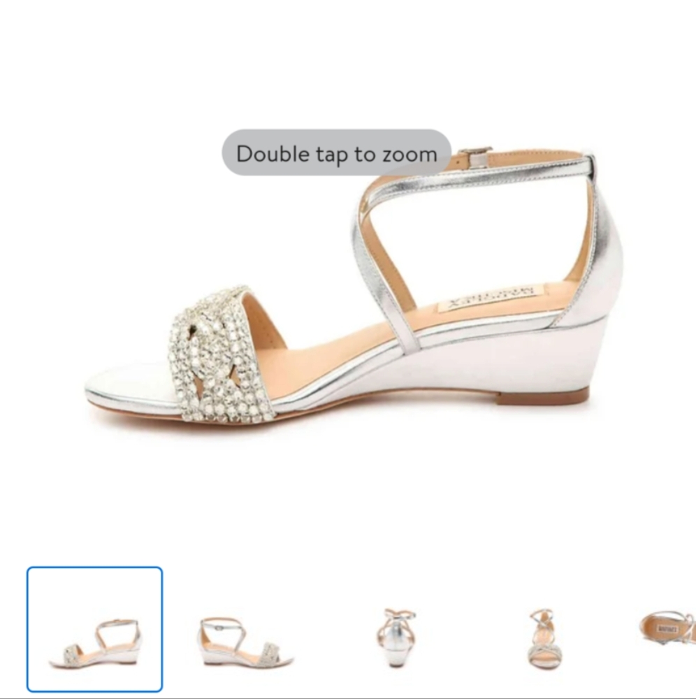 Badgley Mischka Silver Rhinestone Low Wedges